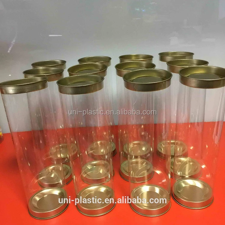 Plastic Cylinder Food Tube Tinplate Lids clear tube packaging plastic Clear Tube For Candy