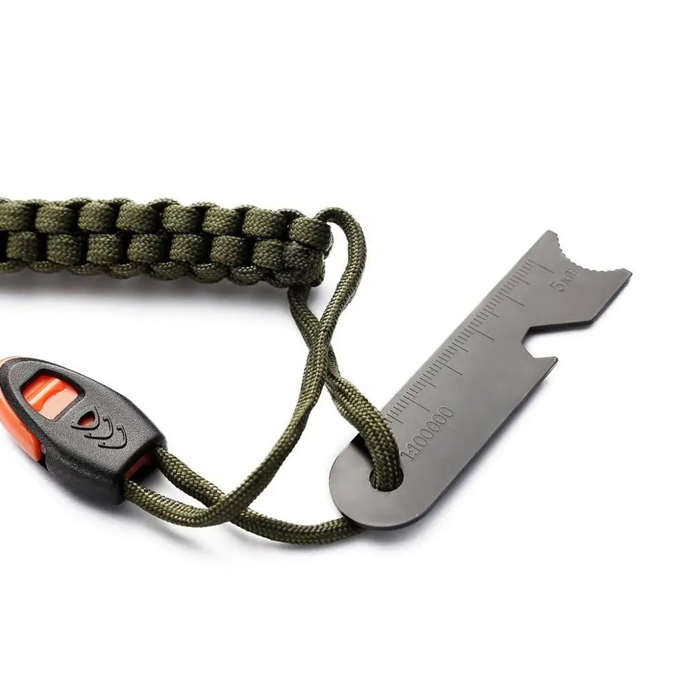 New 5 in 1 Multifunction Paracord Fire Starter Flint Firesteel with Waterproof Tinder Box Drilled Ferro Rod Ferrocerium Survival