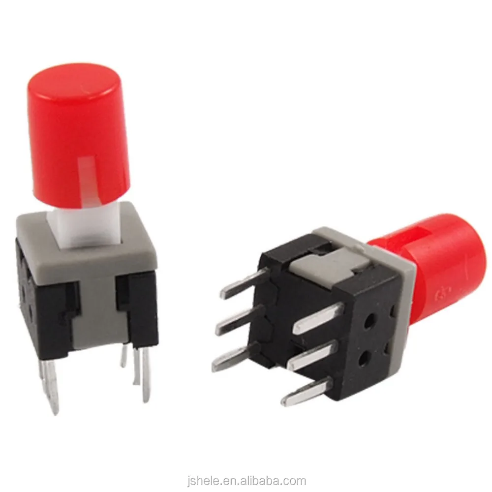 Latching Tactile Tact Push Button Switch Self Lock 5.8 x 5.8mm x 14mm w Cap