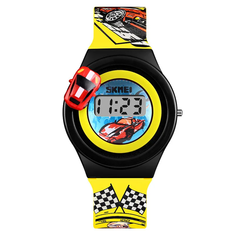 Fashion rotatable car kids digital sport watch cheap children wrist watches skmei 1376