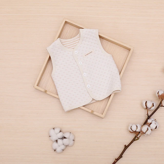 
High quality organic cotton unisex infant to toddler spring autumn baby vest waistcoat with button 
