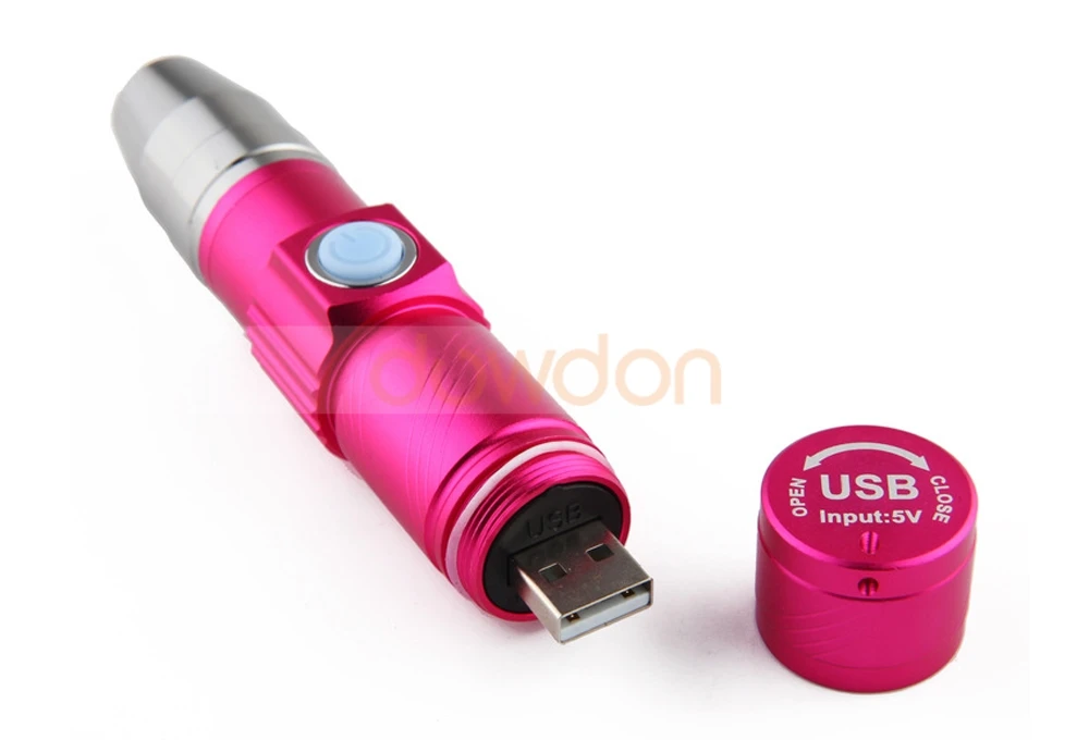 USB Rechargeable 365nm Ultraviolet Purple UV Flash Light Money Fluorescent Jewelry Detector Black Light Flashlight