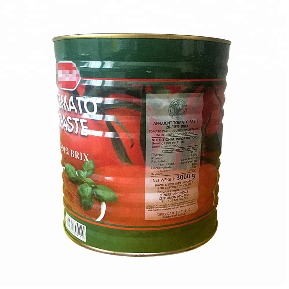 High quality tomato paste brix 28-30% 3kg tin packing private label