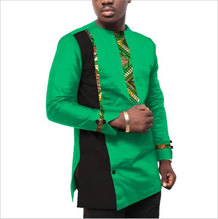 Best seller African Gentleman Shirt with 100% cotton wax printing fabric