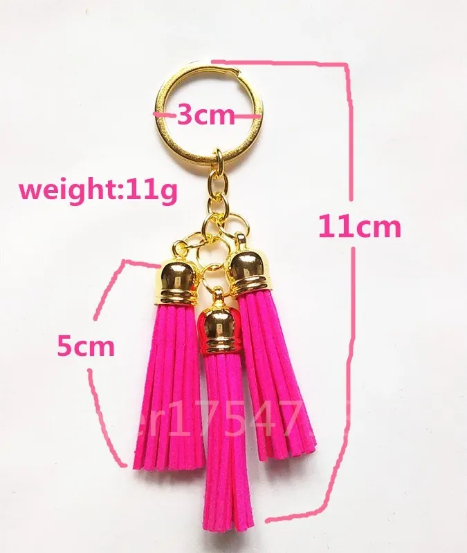 2016 New Arrival Leather Design Superfine Fiber 3 Tassel Keychains