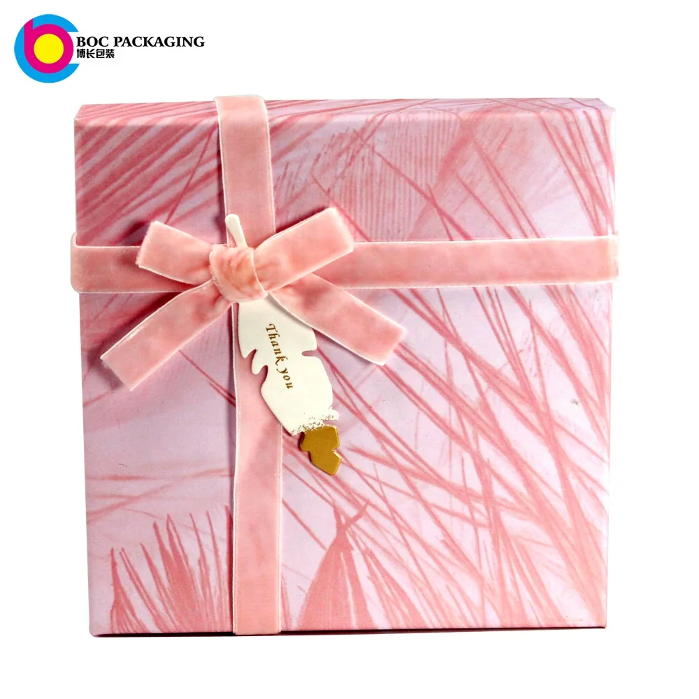 TROPICAL PINK GIFT BOX WITH FLANNELETTE RIBBON