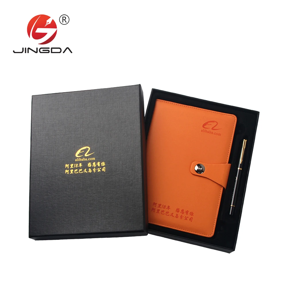 Business pen set metal ball point pen and elegant book customized logo for office gift