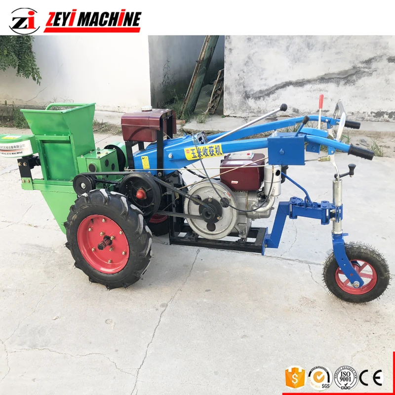 A new type of walking tractor corn harvester / corn threshing straw mill