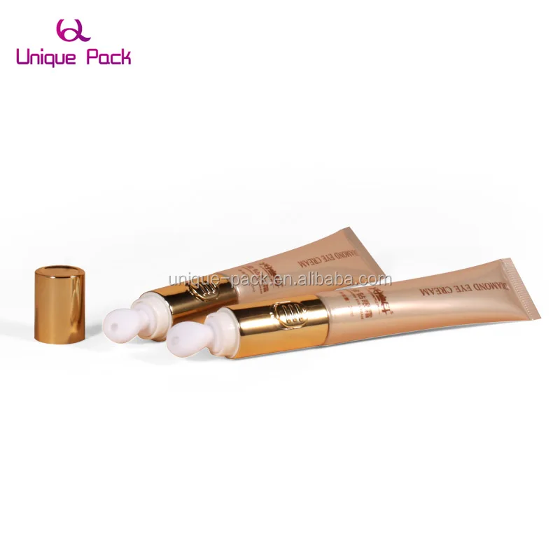Hot sale BSCI certificate empty lip gloss plastic tubes with metal zinc  applicator 15 ml squeeze container for eye cream