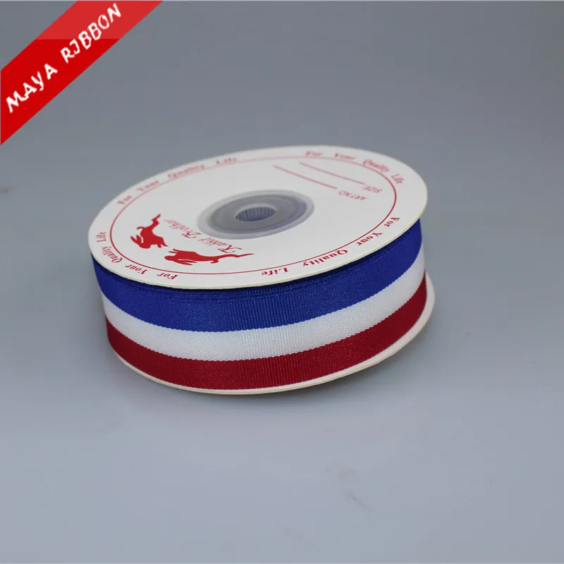 Factory supply French flag ribbon with blue white red 3 color in different size