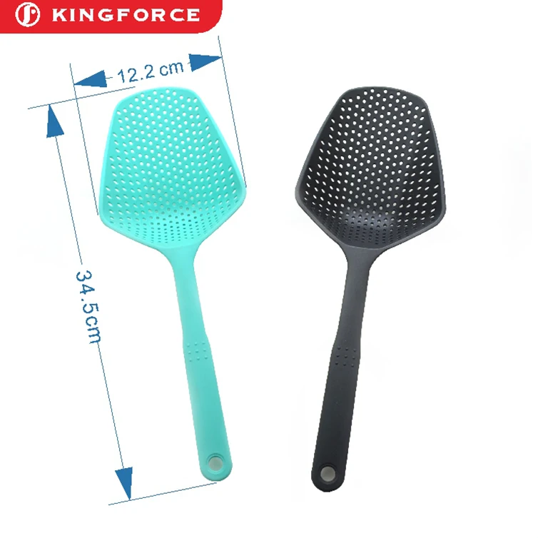 Food grade heat resistant plastic nylon kitchen Scoop colander and plastic slotted spoon