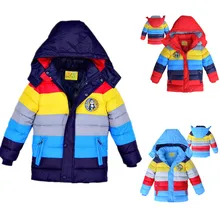 new 2016 Winter baby boys Coats Outwear Children Winter Warm Striped color Down Warm Jacket,Baby Boys girls Fashion warm clothes