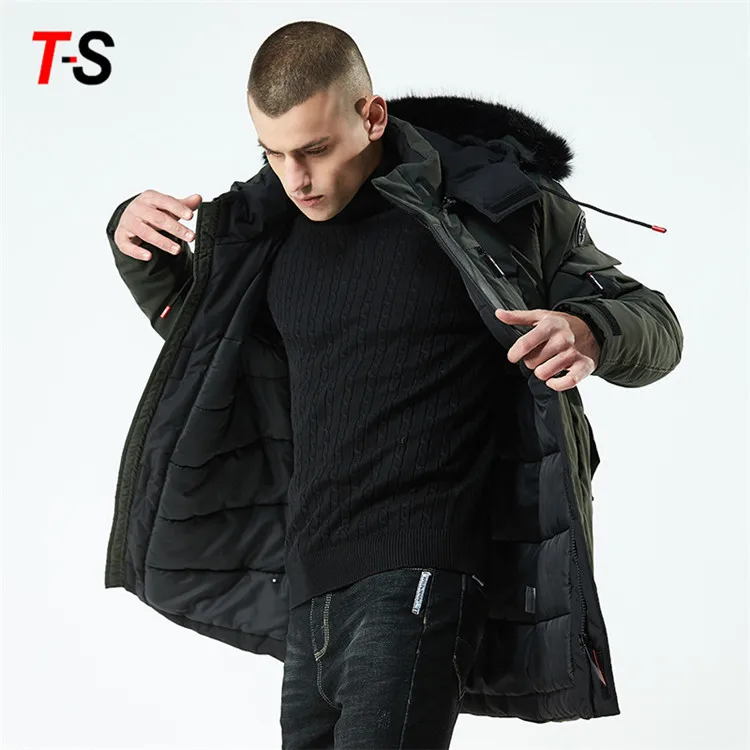 2019 Hot Winter men  long style  hooded coat cotton  thicken windproof wadded jacket