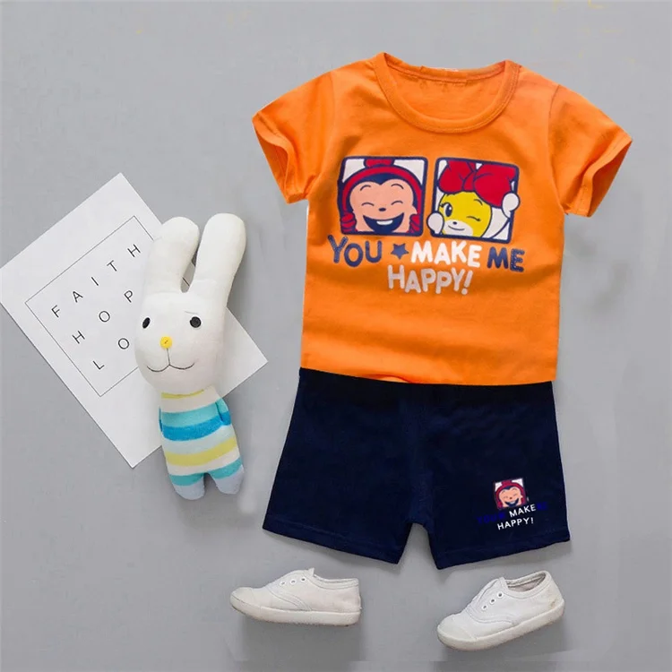 Wholesale Fashion Short Sleeve Cotton Boys Two Piece Set New Casual Kids Clothing Outfit for Summer Baby Boy