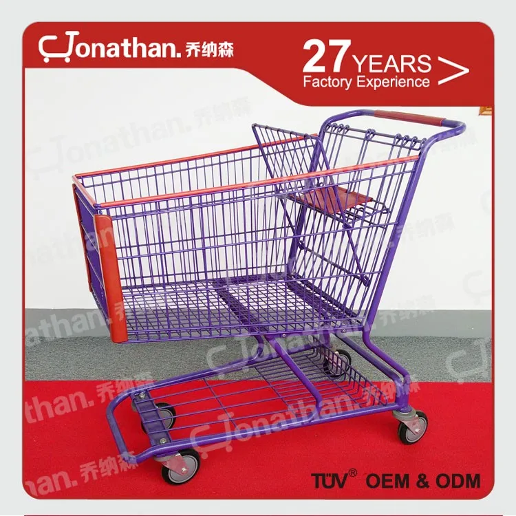 180L cheap grocery used metal steel shopping carts for sale