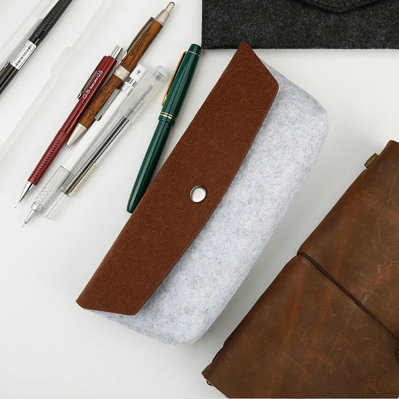 Stationery Pouch Felt Pencil Case Bag Multi-functional Felt Pen Pouch
