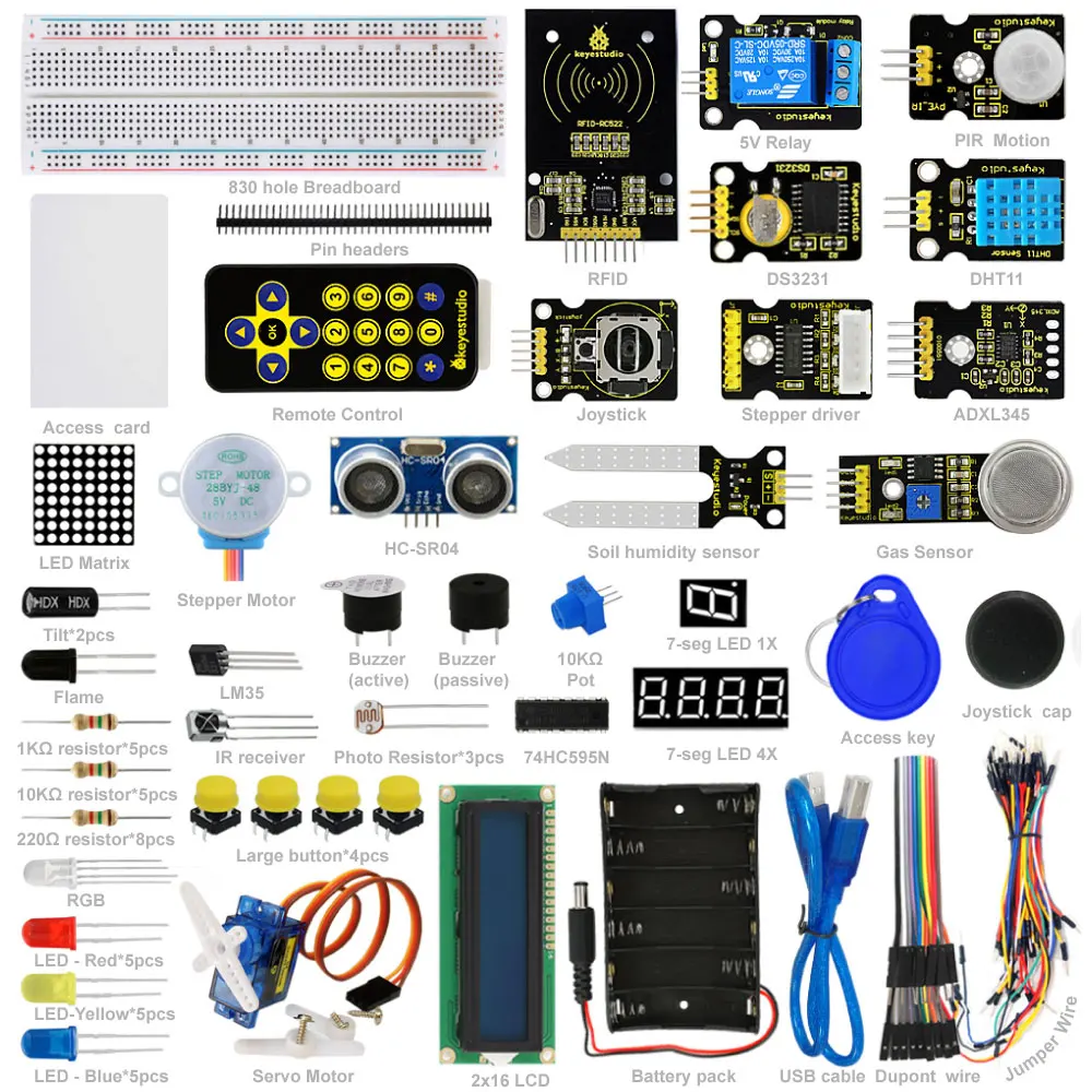 Keyestudio супер обучения комплект для Arduinos Starter (Arduinos основная плата не входит в комплект)