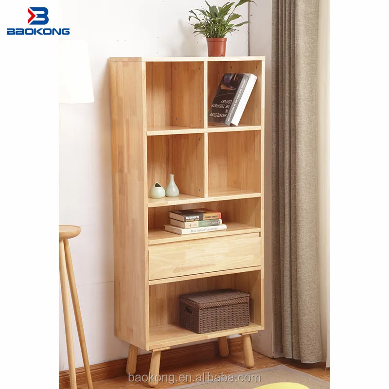 Solid Wood Book Shelf With Drawers Kids Bookrack Design