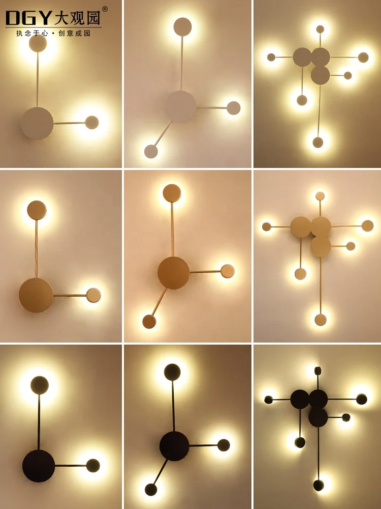 
2 3 6 lighting heads branches long arms gold white black round iron acrylic simple modern wall lamp light 