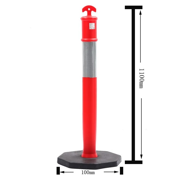 2021 news Wholesales Red and Yellow PE Road Traffic Warning Posts Plastic Bollard With Rubber Base