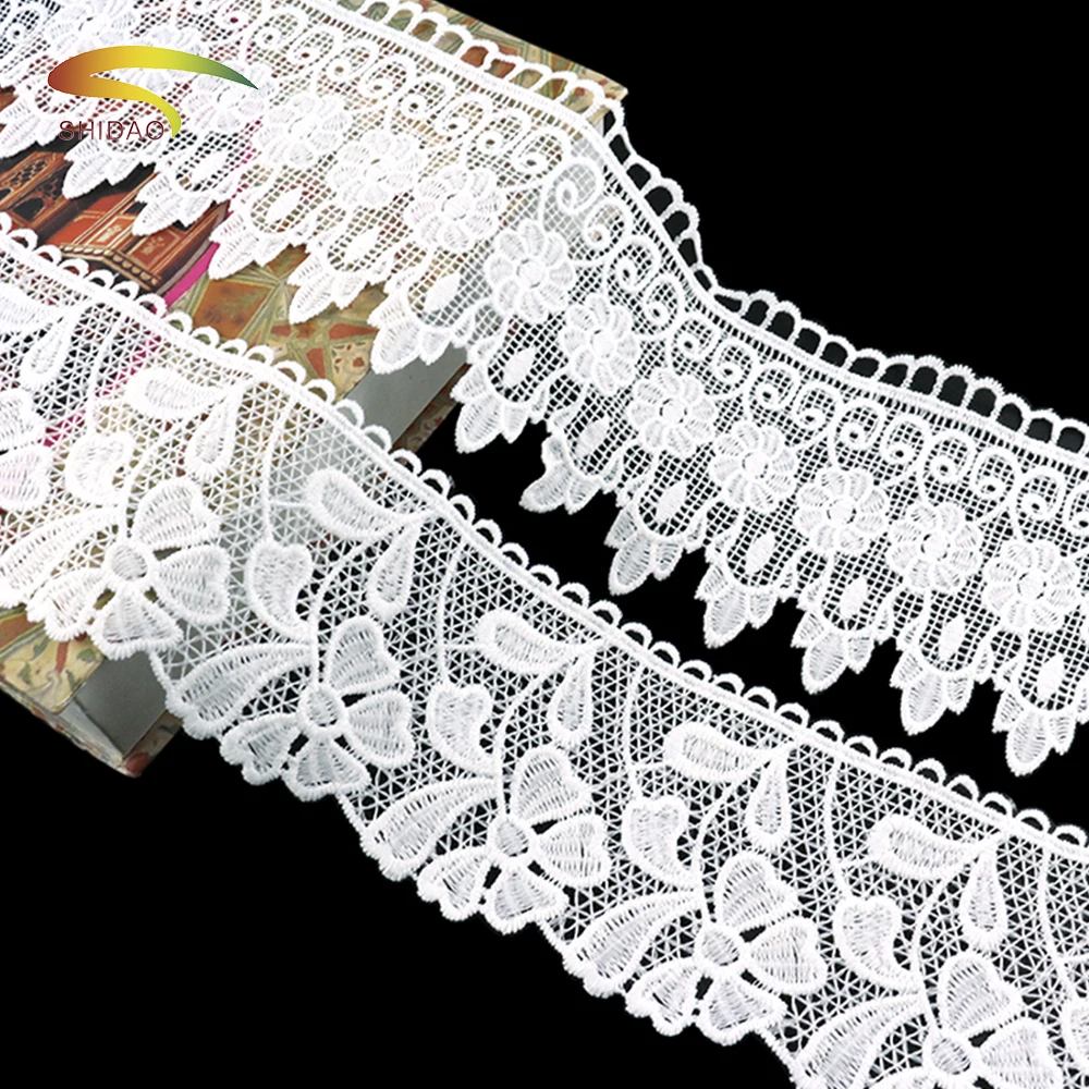 Low MOQ White flower embroidery net Lace Trim for Gothic Church Pattern