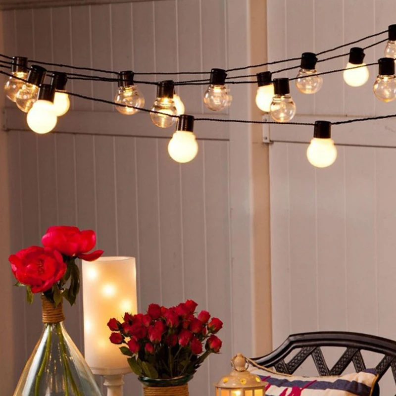 5M 20 LED Globe Bulb String Lights IP65 Waterproof Connectable for Outdoor Valentine Christmas Holiday Garland Cafe Decoration