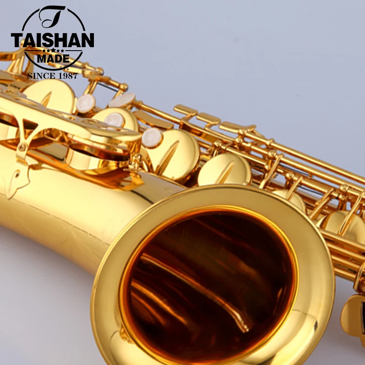 Gold Lacquer Bb Tenor Saxophone Brass Body Wind Instrument for Musicians