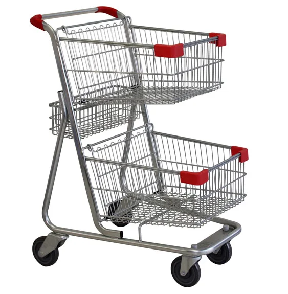 2018 New Style Double Layer Vegetable Shopping Trolley Wholesale