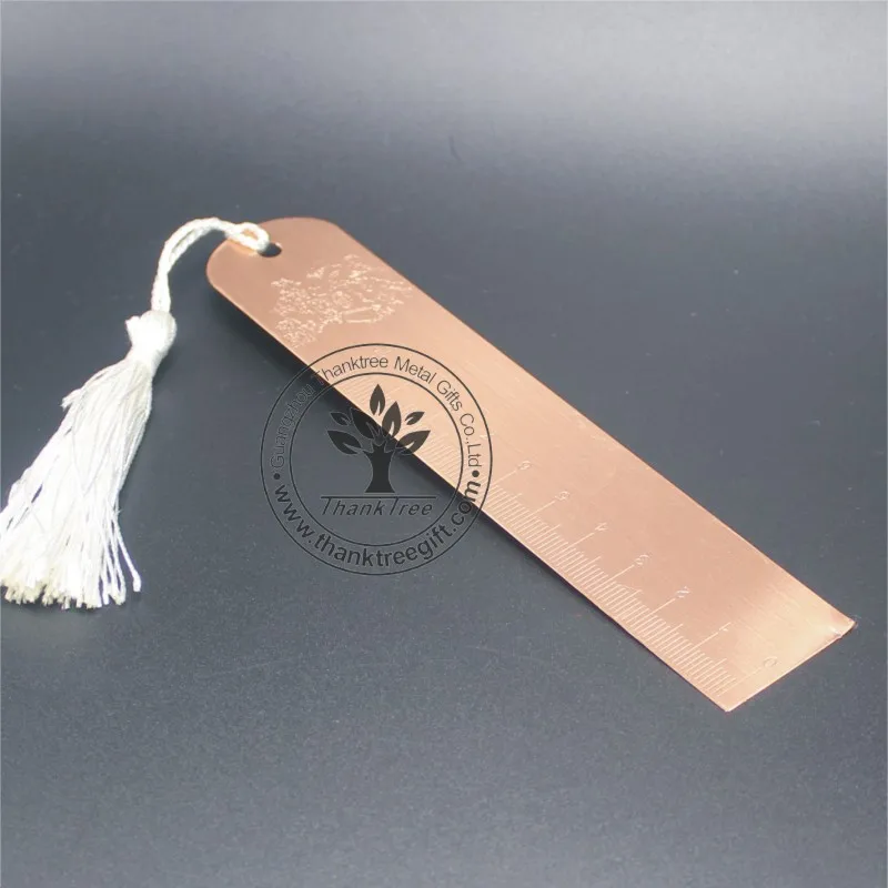 
Personalized logo engraved rose gold stainless steel ruler bookmark 