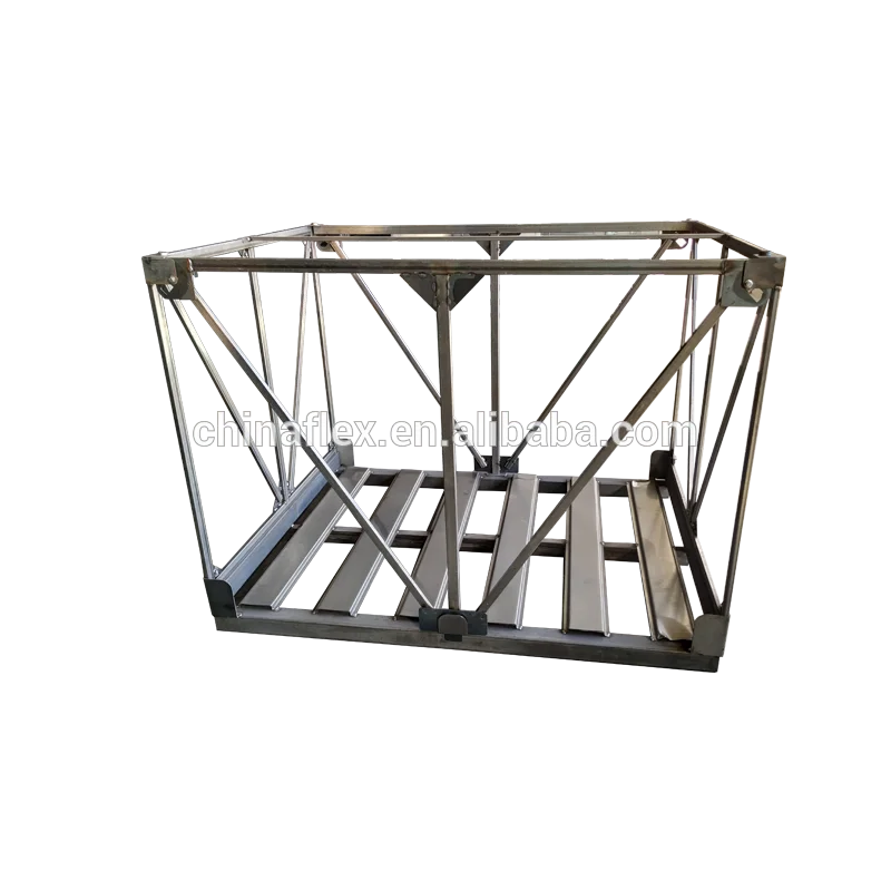 Warehouse Light Duty Foldable Metal Cage Container Food Industry Flat Pallet metal stackable pallet