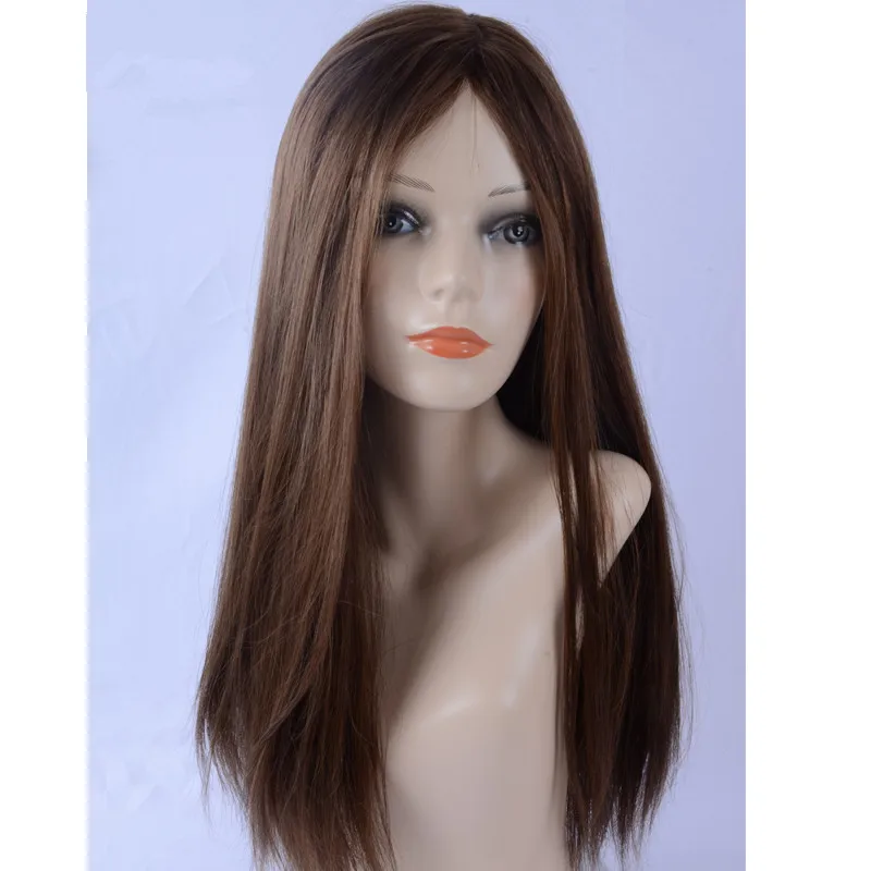 100% European Hair Jewish Wig Kosher Wig Sheitel Silk Top Slight Wave Silky Hairpiece Small Layer
