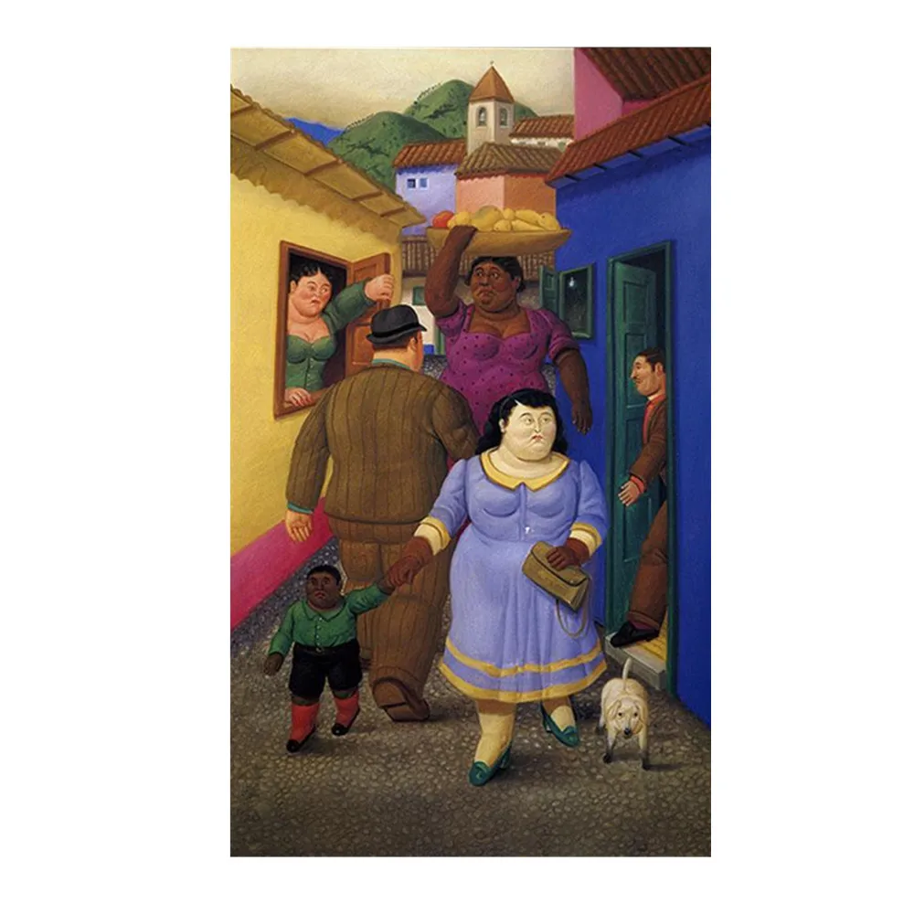 Botero Reproduction Handmade Fat Mona Lisa Canvas Art Oil Painting For Hotel Lobby Office Home Decor