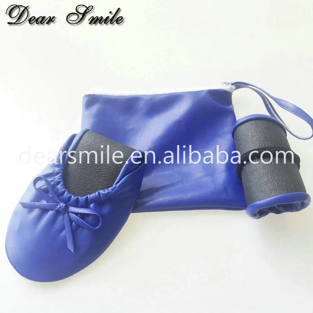 New Design women foldable ballerina flats blue ballet flat shoes for party event in bags