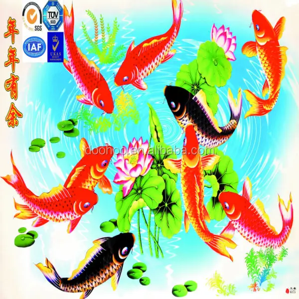 
swimming fish china style blessing 3d picture 