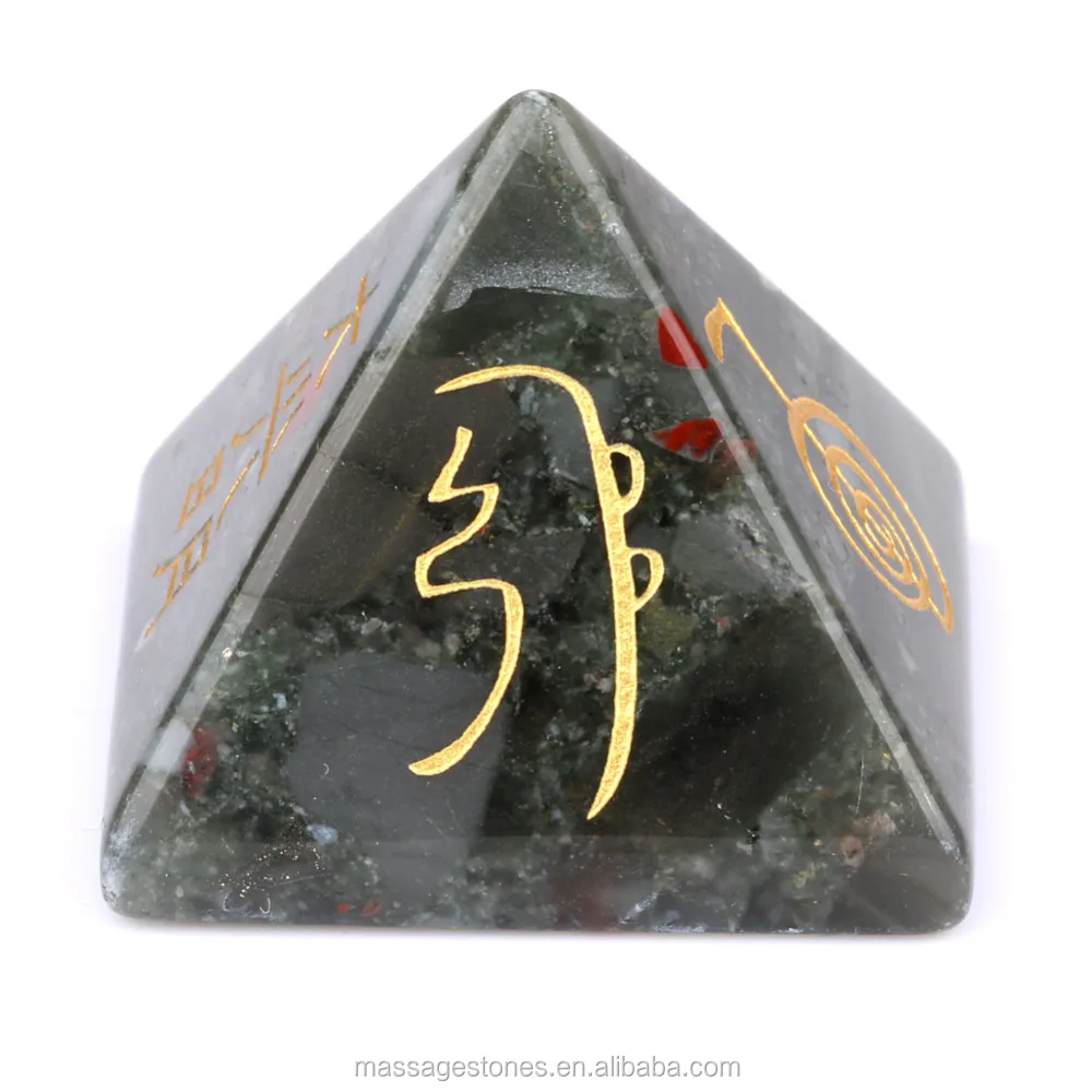 Natural healing therapy energy pyramid engraved africa blood stone pyramid