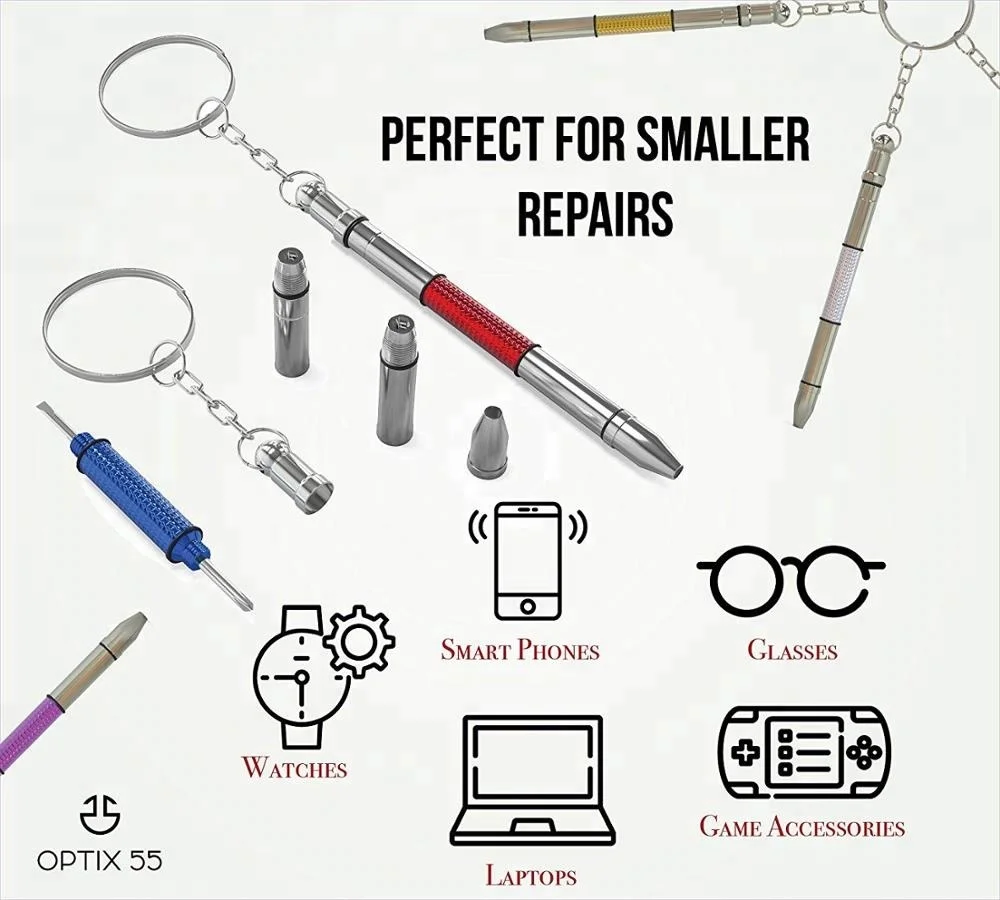 Precision 5 in 1 Mini Stainless Steel Screwdriver with keychain for repair Eyeglasses, Sunglasses, Watches
