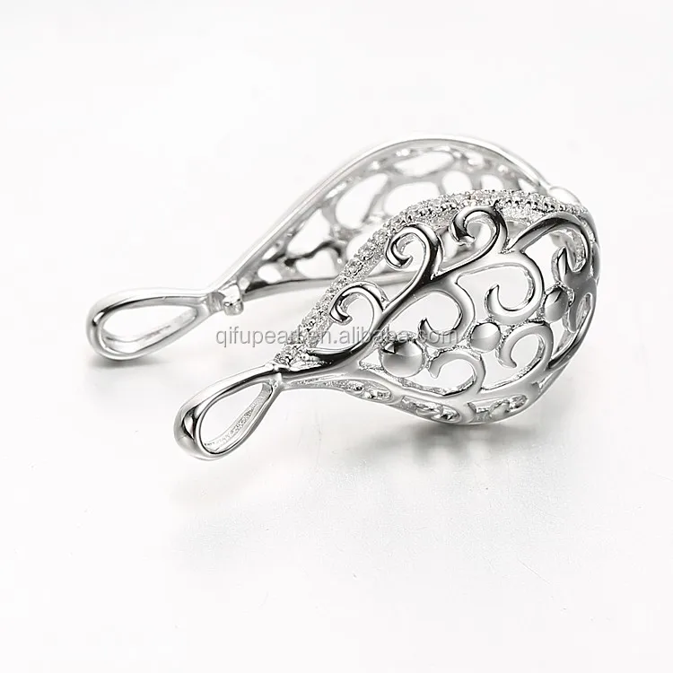 925 sterling silver cage pendant with 10.5-11mm AA Tahitian black cultured pearls