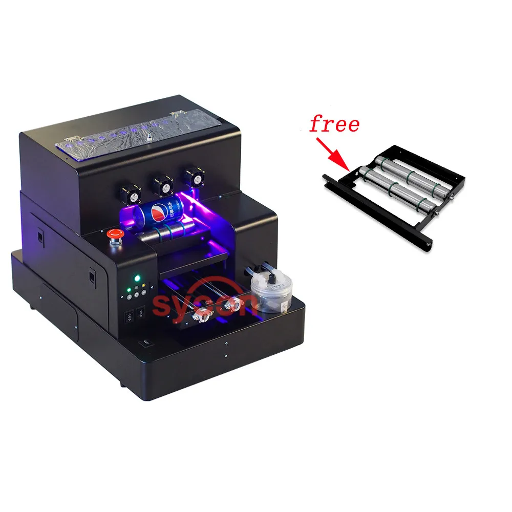 2019 3d UV LED Bottle  Cylinder Flatbed Printer ,plastic ,metal,glass,acrylic,wood multifunxtional uv printer A4