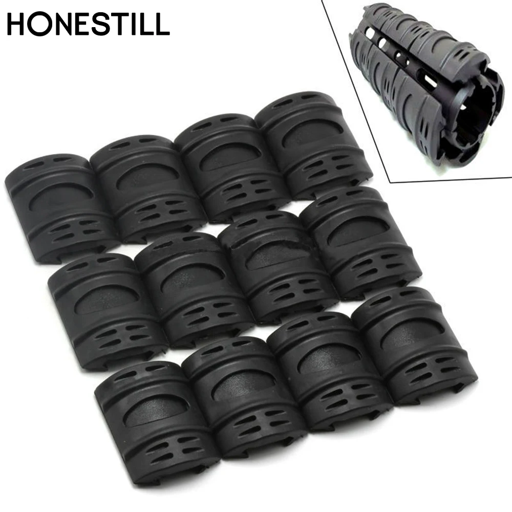 
12 Pieces/set Durable Picatinny Rail Covers Nylon Slip Rubber Cover For Weaver Rail Handguard Ar15 Handguard Hunting Accessories 