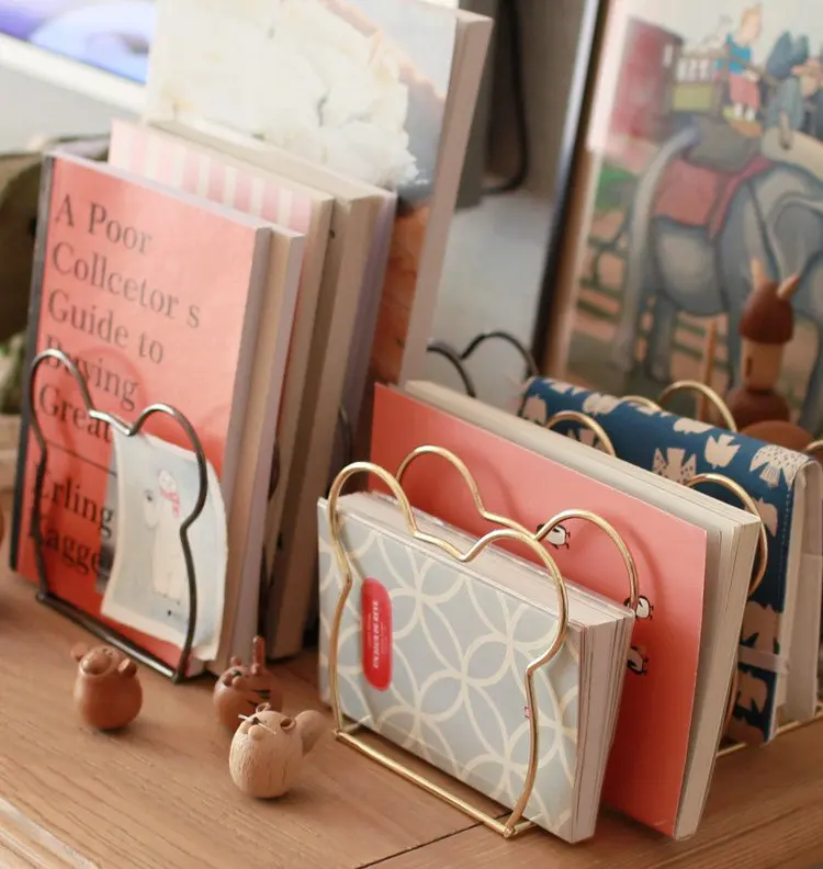 Cute Animal Shape Bookends,Metal Office Desk Organizer for Books, Magazines