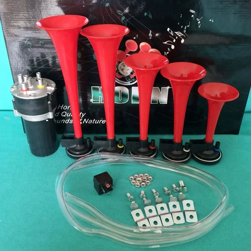 Music Dixie Electronic Chrome Air Horn Compressor 5PCs System