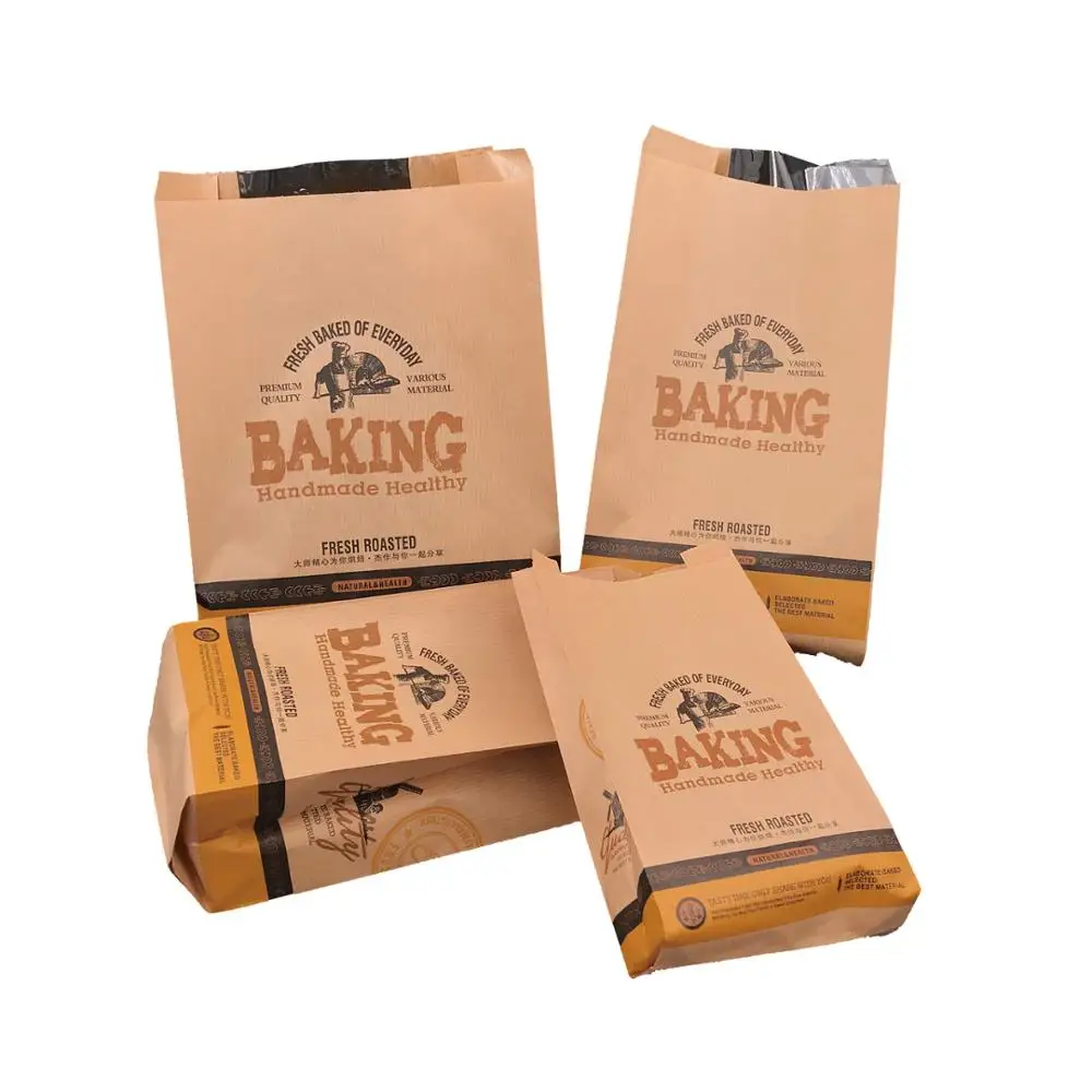 
Kraft Food Packaging Storage Bakery Bag with Front Window Bread Loaf 