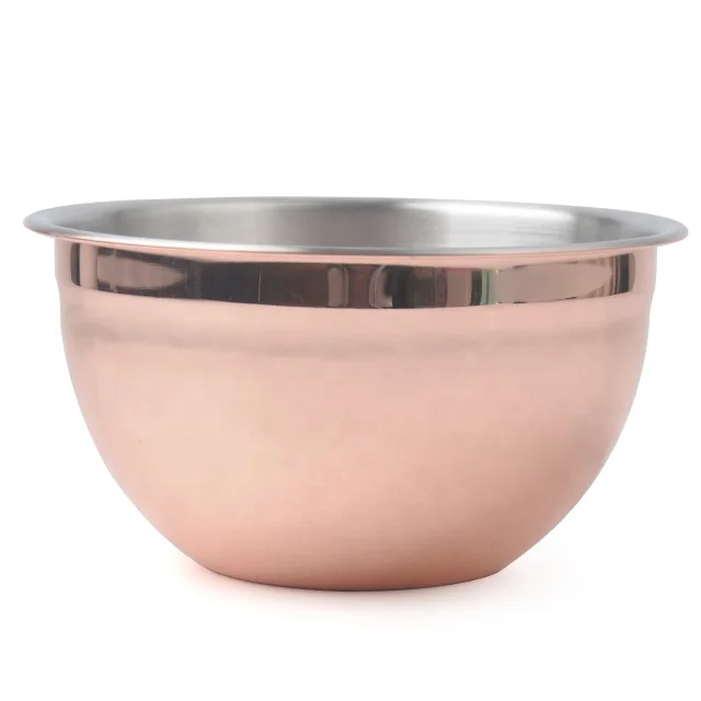 Big capacity stainless steel salad bowl set with copper or painting