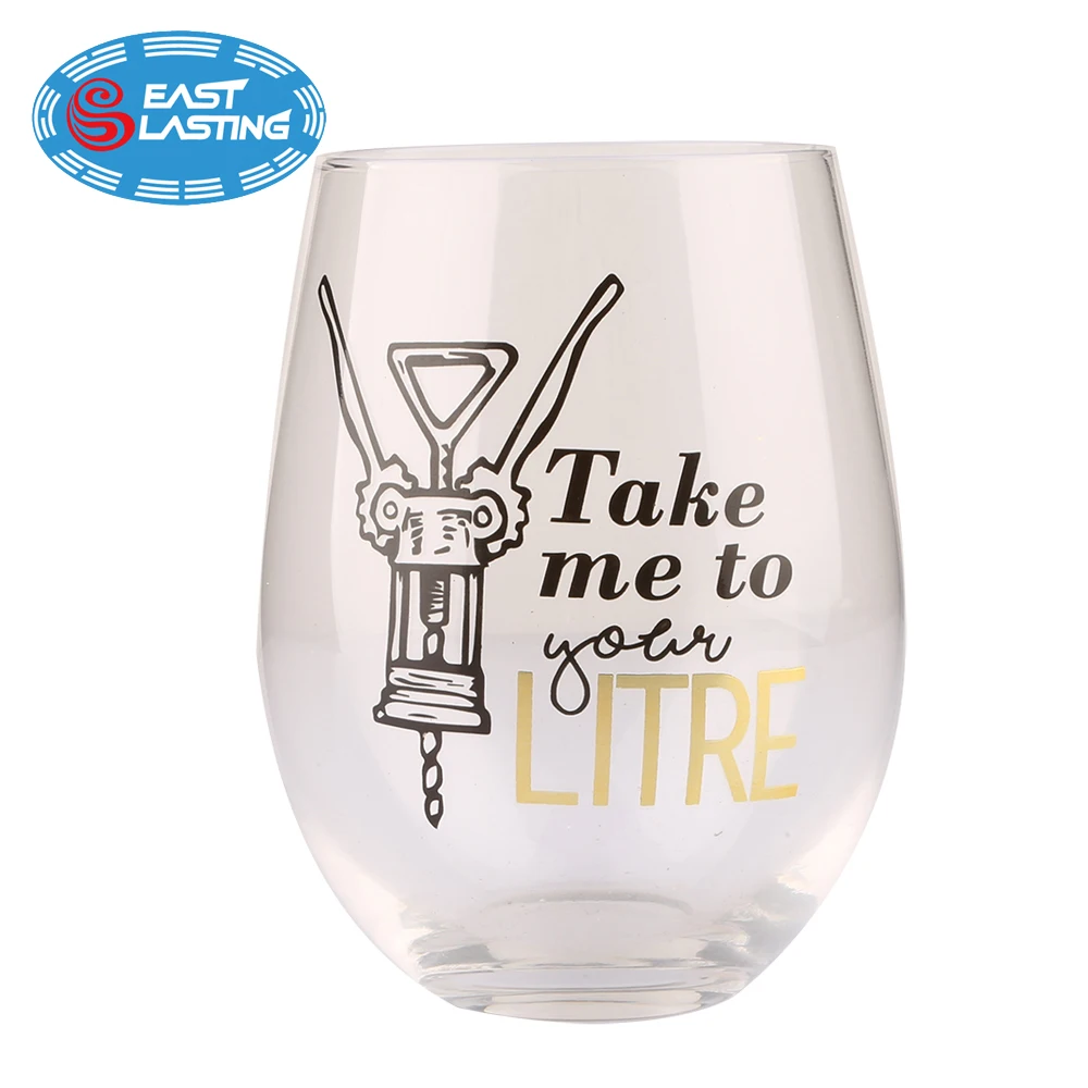 
Party and wedding favor sparkling decal pinky dots personalized glass tumbler, stemless wine glass 