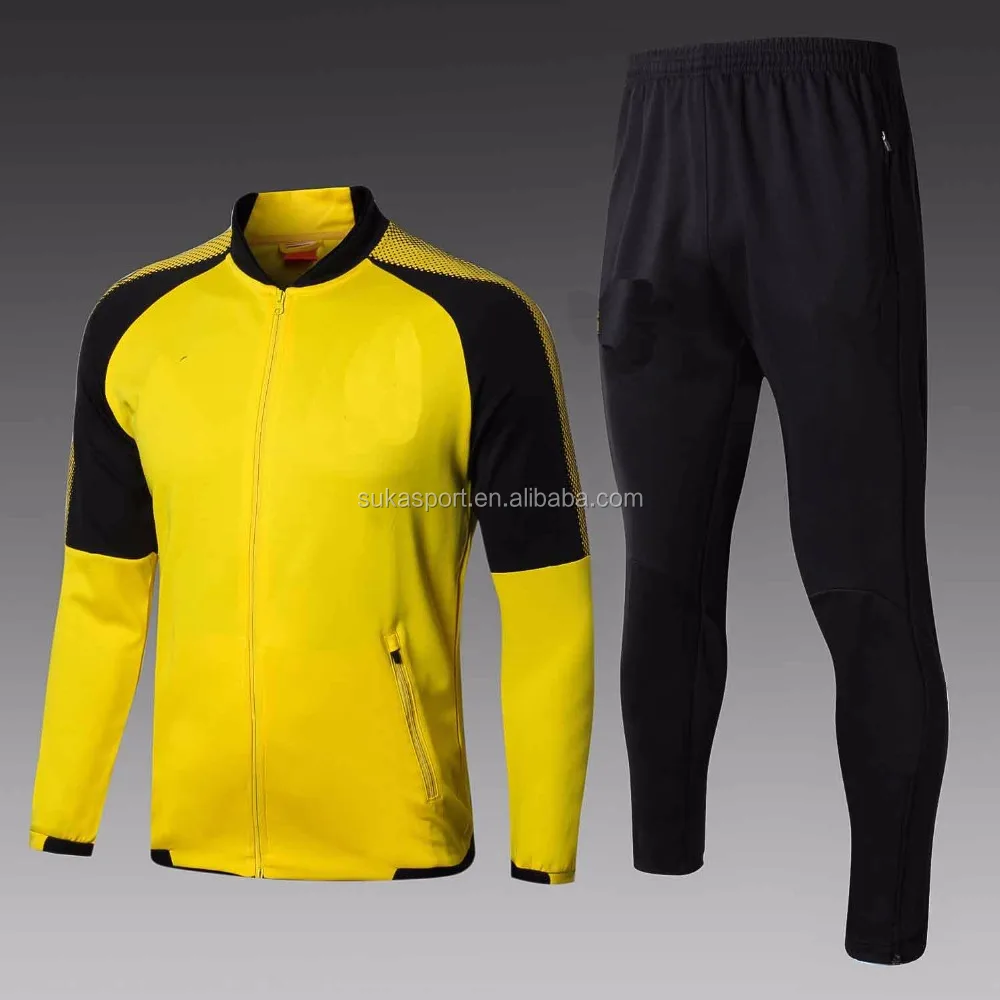 Full zip jaket Dortmund 2017/18 season yellow football tracksuit good quality soccer sweater training suit