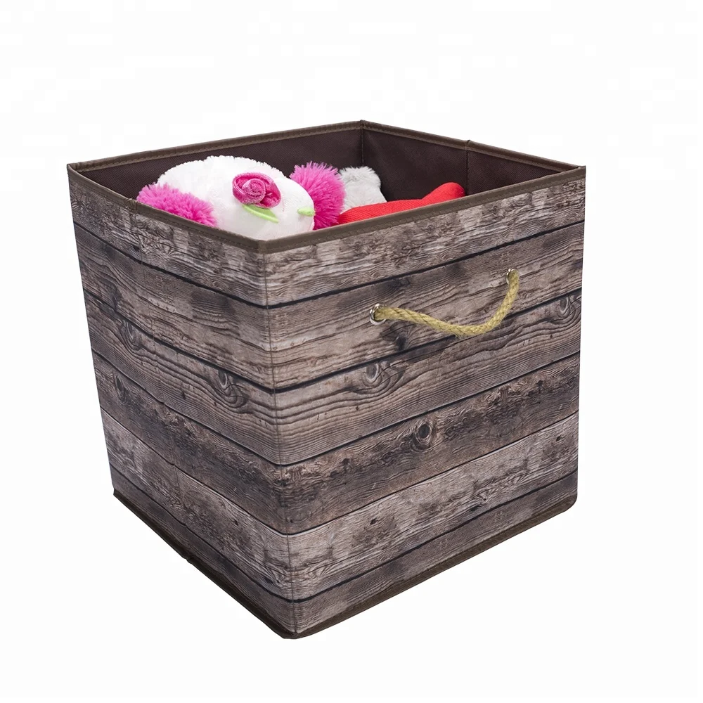 Wood Grain Cube Opening Storage Clothes Box