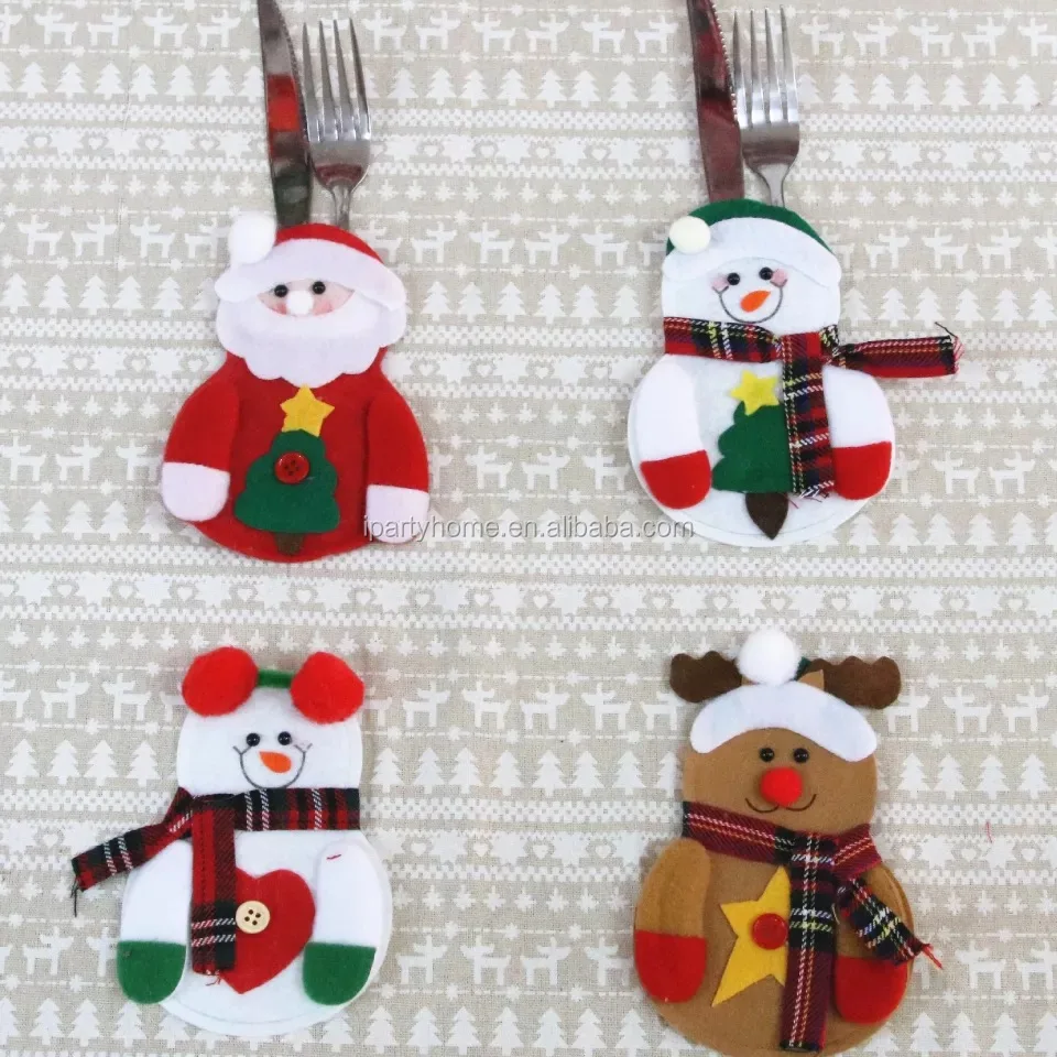 Высококачественный набор посуды Санта-Клауса Рождественская посуда включая вилку держатель для ножей сумки праздничного украшения