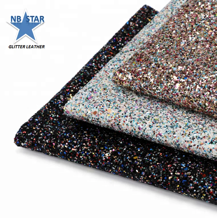 
2018 new design mixed colors chunky glitter fabric for making lady shoe and hairbows 