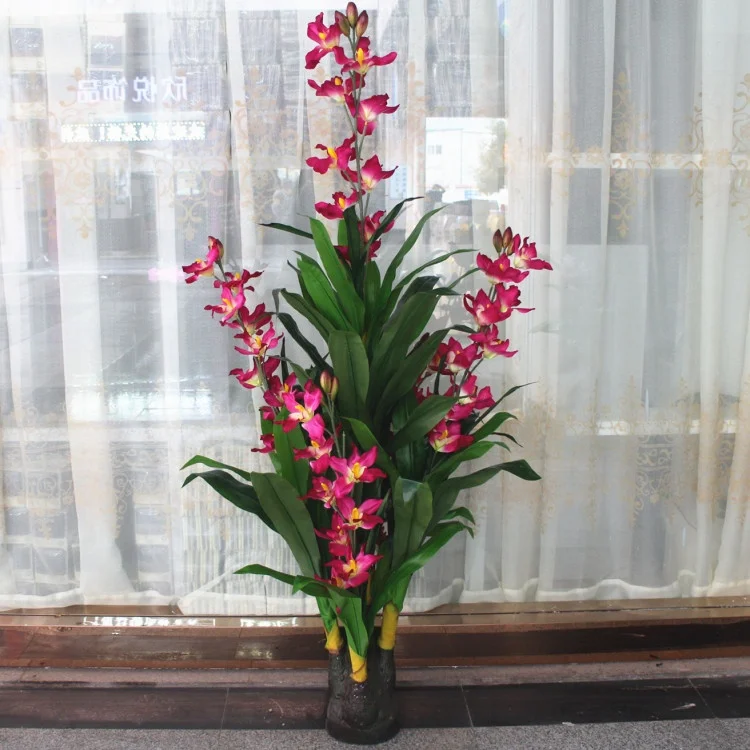 
155cm Tall Real Touch Latex Material Artificial Cymbidium Orchids Plants 