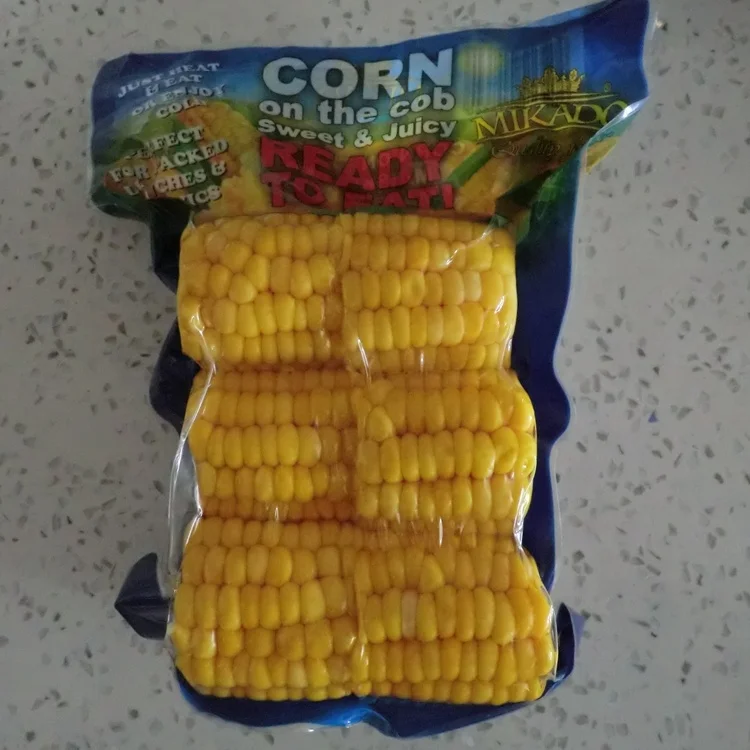 Mikado brand Chinese sweet corn cob in vacuum pack
